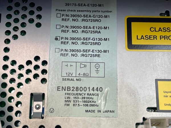 SISTEMA AUDIO / RADIO CD HONDA ACCORD BERLINA (CL/CN)
