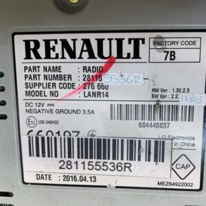 SISTEMA AUDIO / RADIO CD RENAULT MEGANE IV SPORT TOURER