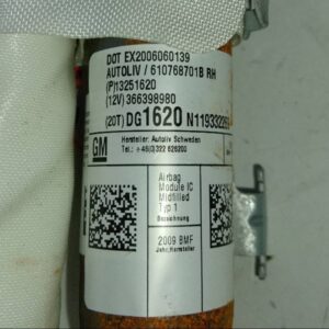 AIRBAG CORTINA DELANTERO DERECHO OPEL ASTRA J BERLINA 5P